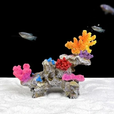 Image of GeRRiT Artificial Aquarium Coral Ornament Plastic Fish Tank Plants Decoration for Landscape，Aquarium Cave, Resin (Purple Reef)