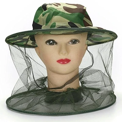 Image of Gemini_mall® Mosquito Insect Head Net Hat Mesh Face Protector Travel Camping Fishing (Camouflage)