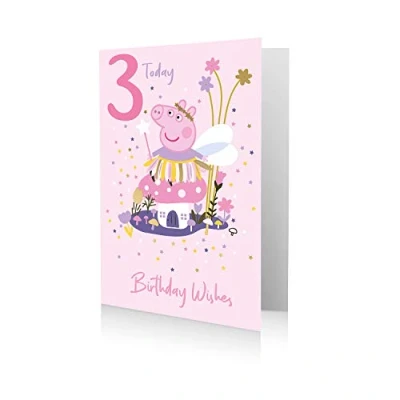 Image of Danilo Promotions Official Peppa Pig Age 3 Birthday Card, Wishes 3rd Multi Colour PG058