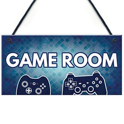 Image of RED OCEAN Games Room Gaming Accessories For Bedroom Hanging Door Sign Plaque Man Cave Brother Son Dad