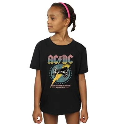 Image of ACDC Girls for Those About to Rock T Shirt Black 3 4 Years