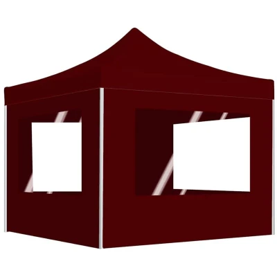 Image of vidaXL Professional Folding Party Tent with Walls Aluminium 3x3 m Wine Red