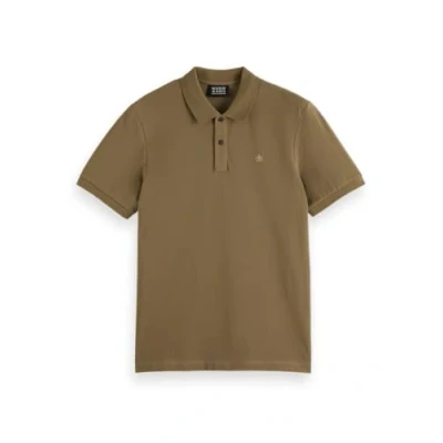 Image of Scotch &amp; Soda Men&#039;s Seasonal core Logo Pique Polo Shirt, Golden Brown, M