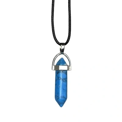 Image of VIE Double Point Pencil Pendant, Black String (Turquoise)