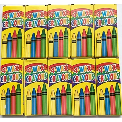 Image of 4 Coloured Wax Crayons Kids Party Bag Fillers 10 Packs