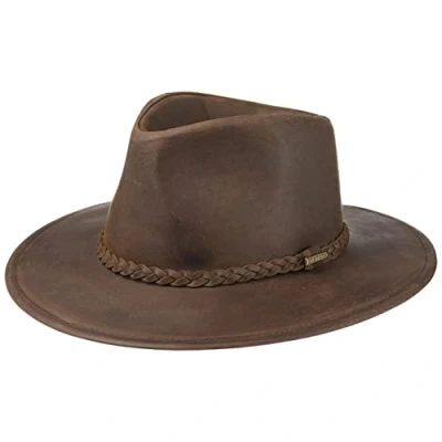 Image of Stetson Buffalo Leather Western hat Women&#039;s/Men&#039;s Cowboy for Summer/Winter Rodeo (Buffalo) Water Repellent Rain Dark Brown XL (60 61 cm)