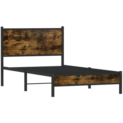 Image of Metal Bed Frame without Mattress Smoked Oak 100x200 cm Vidaxl