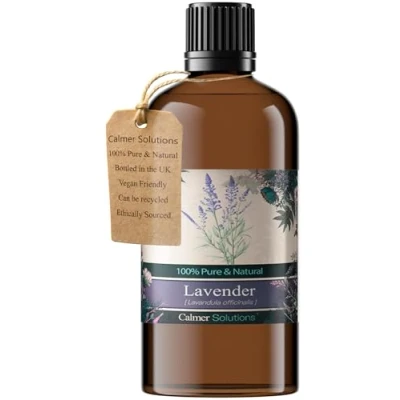 Image of Calmer Solutions Lavender 100ml Versatility, Headache, Sleep, Stress Pure 100% UK Sourced Natural Essential Oils Professional or Home use Diffusers, Humidifiers, Candles &amp; More