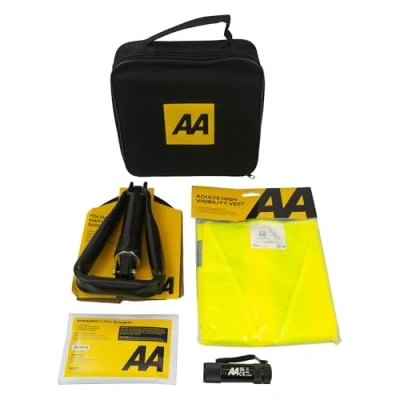 Image of AA Winter Car Kit AA3386 Folding Snow Shovel, LED/COB Torch, Foil Blanket, Hi Vis Vest Zipped Storage Bag Suitable for Any Vehicle or Home, Black