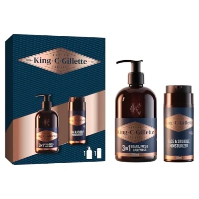 Image of King C. Gillette Perfect Ritual Kit Giftpack with 3in1 Wash 350ml, Face &amp; Stubble Moisturiser 100ml