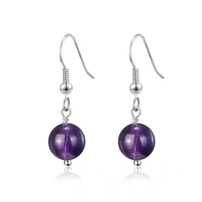 Image of Philip Jones Amethyst Gemstone Round Drop Earrings