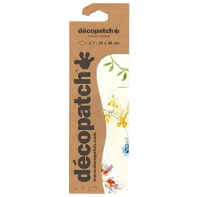 Image of Décopatch Ref C851C White Vintage Floral Pattern Paper Pack Each Sheet 30 x 40cm, of 3 Sheets Best Used With Décopach Glue &amp; Varnish,