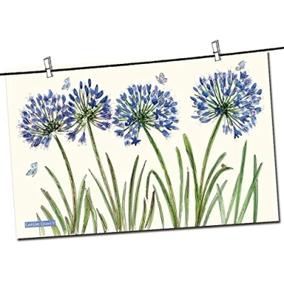 Image of Agapanthus Flowers Tea Towel Caroline Cleave For Emma Ball