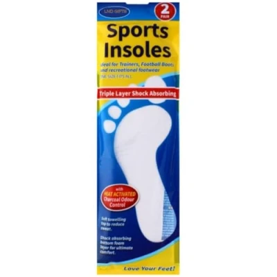 Image of LND Gifts Sports Insoles Inner Soles for Men, Women, Kids Comfortable Football Boots, Shoes, Trainers. 2 Pairs Unisex Size 3 11, Cut to