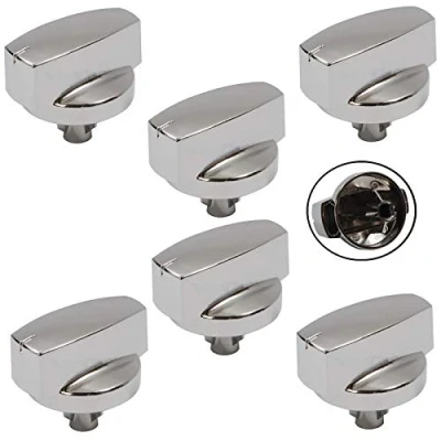 Image of Genuine Belling 444445412 444445413 1000DF Oven Button Function Control Switch (Silver/Chrome, Pack of 6)