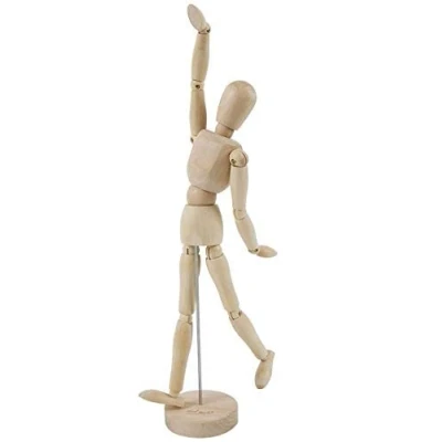 Image of KAIAIWLUO Art Mannequin,8 Inch Wooden Human Body Drawing Mannequin with Stand Figure Joints Artist Manikin Model for Desktop Decoration Decorative Artwork