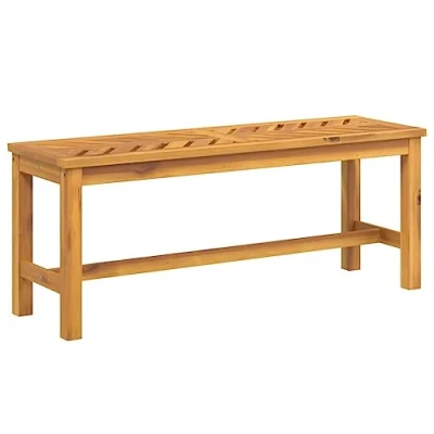 Image of vidaXL Acacia Wood Garden Bench Fishbone Slats 110x35x45 cm Durable Outdoor Seating for Patio/Terrace
