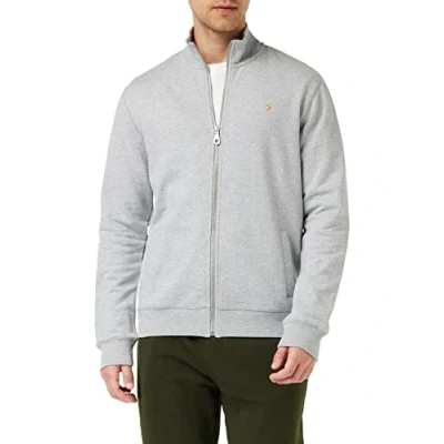 Image of Farah Mens Vance Full Zip Sweater Light Grey Marl L