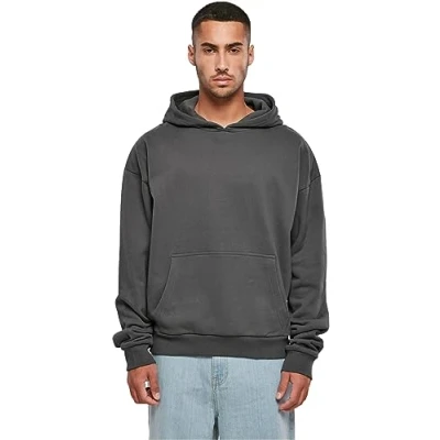 Image of Build your Brand Men&#039;s Ultra Heavy Cotton Box Hoody Hooded Sweatshirt, Dark Grey, XXL