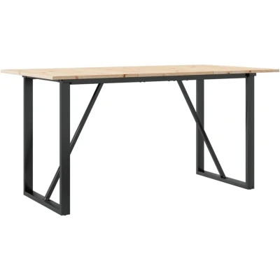 Image of vidaXL Dining Table O Frame 140x80x75 cm Solid Wood Pine and Steel