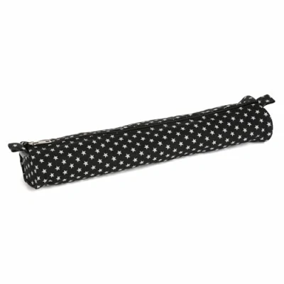 Image of Hobby Gift Black Star Knitting Pin Case (XL) Soft Matt PVC Coated Cotton 12 x 46 7.5cm