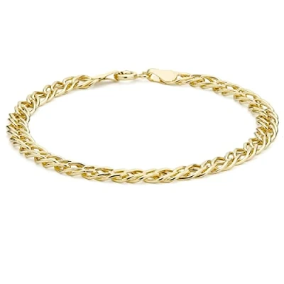 Image of Carissima Gold Unisex 9 ct Yellow 5 mm Hollow Double Diamond Cut Curb Bracelet of Length 18 cm/7 Inch