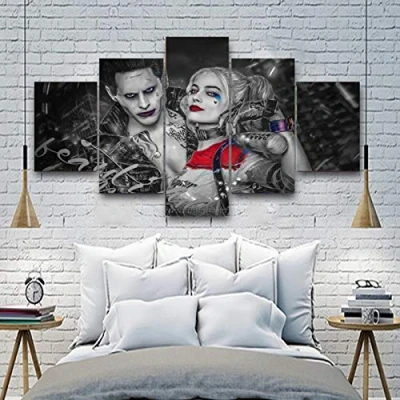 Image of Baobaoshop Canvas Painting Home Wall Art 5 Pieces Joker Harley Quinn Poster HD Prints Modular Pictures for Living Room Decoration Framework No frame
