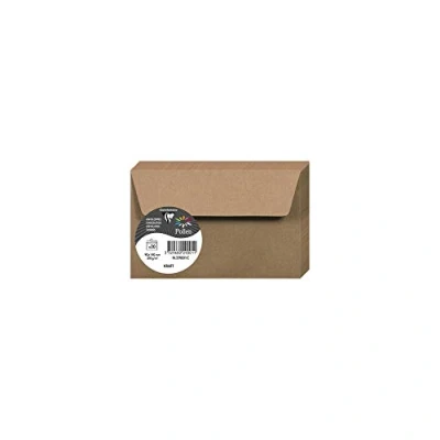 Image of Clairefontaine Ref 29001C Pollen Kraft Adhesive Envelopes (Pack of 20) 90 x 140mm in Size, 120gsm Paper, Suitable for Use with Inkjet or Laser Printers