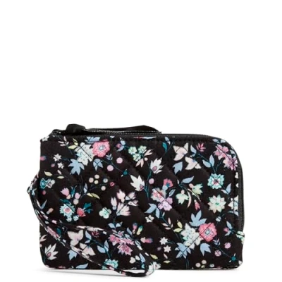 Image of Vera Bradley Women&#039;s Cotton Double Zip Id Case Wallet with RFID Protection, Botanical Ditsy, One Size
