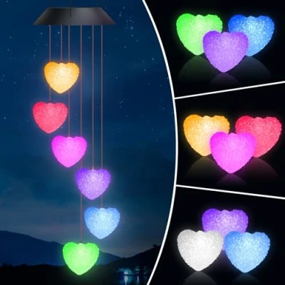 Image of Yoeege LED Solar Wind Chimes Light for Garden, Outdoor Hanging Lights B