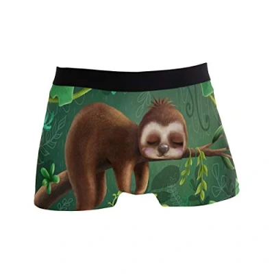 Image of Linomo Men&#039;s Boxer Briefs Tropical Jungle Animal Cute Sloth Boxers Shorts Underwear Underpants