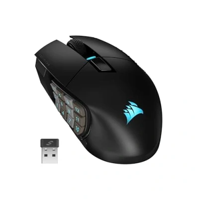 Image of CORSAIR SCIMITAR ELITE WIRELESS MMO Gaming Mouse 26,000 DPI 16 Programmable Buttons Up to 150hrs Battery iCUE Compatible PC, PS5, PS4, Xbox Black