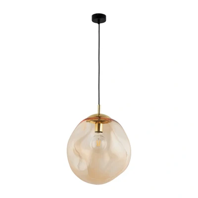 Image of TK Lighting Sol glass pendant light, Ø 35cm, black/amber