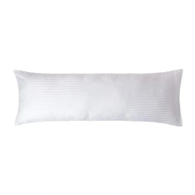Image of HOMESCAPES White Pure Egyptian Cotton Body Pillowcase 330 TC 500 Thread Count Percale Equivalent Satin Stripe Long Pillow Case for Nursing Pregnancy and Elderly Support