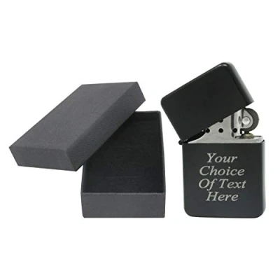 Image of JK Personalised Engraved Gift Lighter Anniversary Birthday Present With Box (Black)