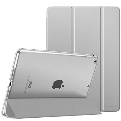 Image of MoKo Case Fit New iPad 9th Generation 2021/8th 2020/7th Gen 2019, 10.2 Slim Smart Shell Stand Cover with Translucent Frosted Back Protector, Silver(Auto Wake/Sleep)