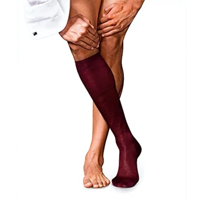 Image of FALKE Men&#039;s No. 4 M KH Silk Long Plain 1 Pair Knee High Socks, Red (Barolo 8596), 7 8