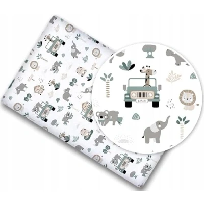 Image of BABYMAM Baby Fitted Cot Bed Sheet Printed 100% Cotton Mattress 140x70cm On Safari