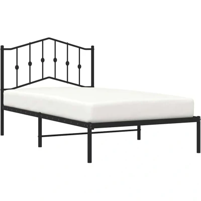 Image of vidaXL Metal Bed Frame without Mattress with Headboard Black 100x190cm