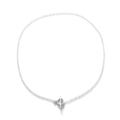 Image of ROBERTS Sterling Silver Toggle Clasp Necklace 9mm Ring Cable Chain Design (20&quot;)