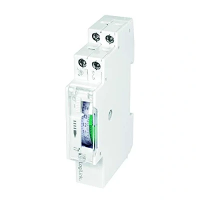 Image of Logilink ET0009 DIN Rail Mechanical Timer for Easy Switching of e.g. neon Lights, Water heaters, Lanterns, Irrigation Systems, etc, IP20 Protection, Multi Coloured, 138mm