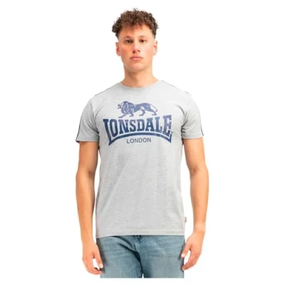 Image of Lonsdale Men&#039;s Henconner T Shirt, Marl Grey/Navy, L