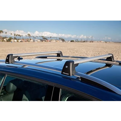 Image of Volkswagen 5G9071151A Roof Rack Bars Set with T Slot, Silver