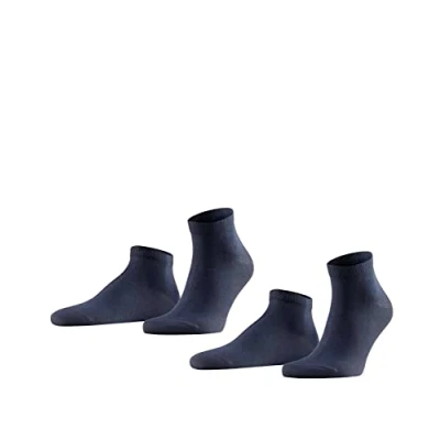 Image of FALKE Men&#039;s Happy 2 Pack M SN Cotton Low Cut Plain Pairs Trainer Socks, Blue (Dark Navy 6375), 5.5 8