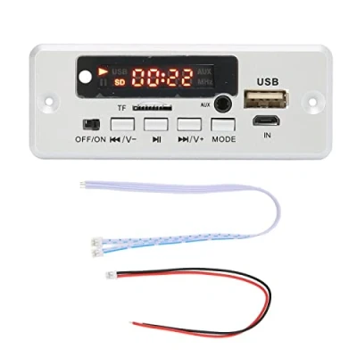 Image of ciciglow USB MP3 Decoder Board, 12V Car Stereo Bluetooth Recording Module with 2x5W Power Amplifier Built‑in FM Radio and Memory Function(Silver)