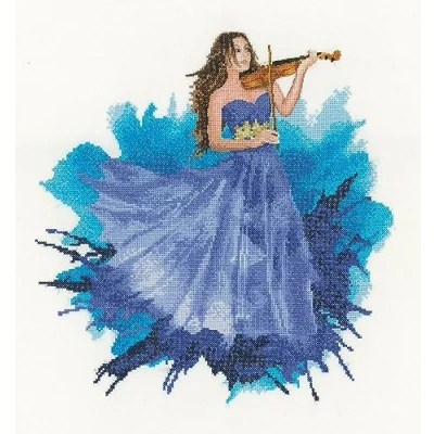 Image of Heritage Crafts The Violinist Counted Cross Stitch kit Aida