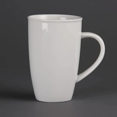 Image of Olympia White Ware Latte Mugs 400Ml 14Oz Porcelain Coffee Tea Cup 6pc
