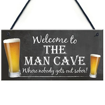Image of RED OCEAN Man Cave Sober Funny Alcohol Home Bar Shed Gift Hanging Plaque Garage Pub Sign