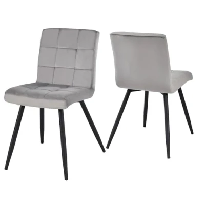 Image of DUHOME Dining Chair Fabric (Velvet) Padded Retro Design with Metal Legs Colour Selection 8043B, colour:grey, material:Velvet