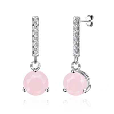 Image of Philip Jones Sterling Silver Rose Quartz Gemstone Drop Earrings